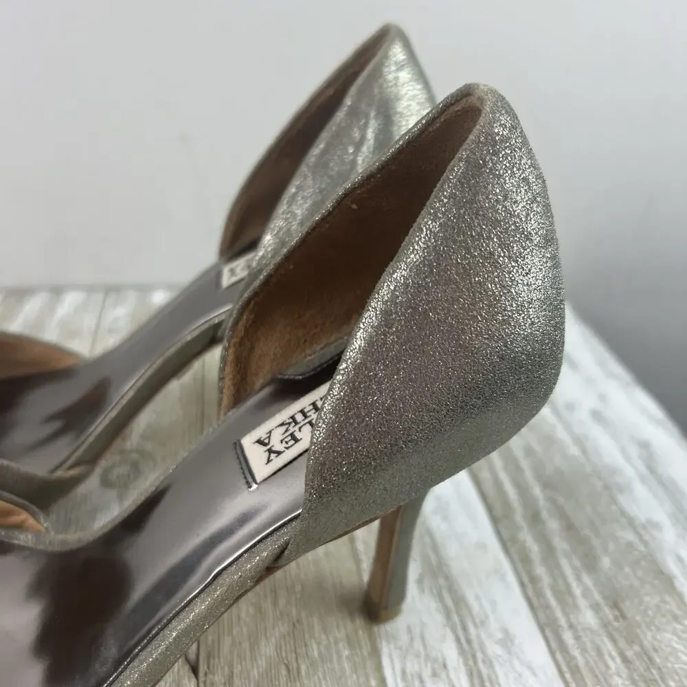 Badgley Mischka Silver Jeweled Embellished Open Toe Heels Size 9.5